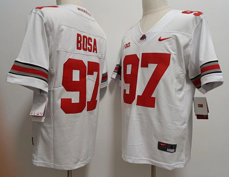 Men Ohio State Buckeyes #97 Bosa White Nike 2025 NCAA Jersey